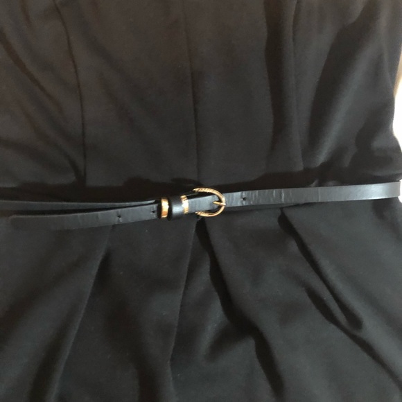Black and Gold Midi Dress with Belt - Picture 5 of 5